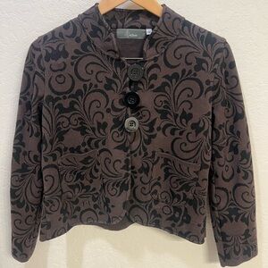 Willow Brown and Black Floral Jacquard Button Jacket
